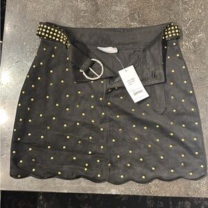 NEW💛🖤 Faux Suede Black & Gold Studded Skirt by BlueB, Size L